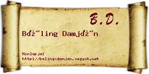 Báling Damján névjegykártya